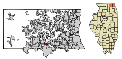 Location of Fox River Grove in McHenry County and Lake County, Illinois.