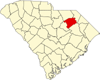 ダーリントン郡の位置を示したサウスカロライナ州の地図