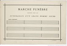 Partition de musique vide avec le titre Marche funèbre inscrit en haut de la page.