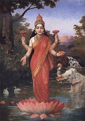 The Hindu goddess of wealth and beauty; Lakshmi.