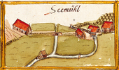 Die Seemühle mit dem alten Mühlkanal (1685)