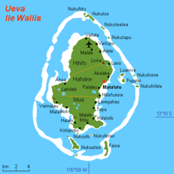 Wallis island (Chiefdom of Uvea) showing the 3 districts