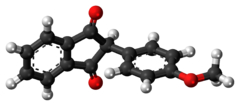 Ball-and-stick model of the anisindione molecule