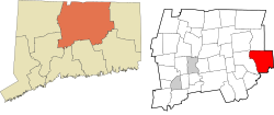 Mansfield's location within the Capitol Planning Region and the state of Connecticut