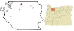 Location of Sandy in Clackamas County, Oregon