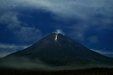 Erupting mount Merapi on the border of Central Java and the Special Region of Yogyakarta in Indonesia. Photograph: Adyagustian