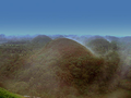 Chocolate Hills in Bohol covered with fog