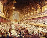 Die kroningsbanket van George IV van die Verenigde Koninkryk in die Westminstersaal (1821).