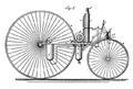 Patentzeichnung von George A. Longs Steam Tricyce, Profilansicht (1883).