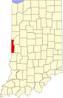 バーミリオン郡の位置を示したインディアナ州の地図