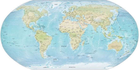 Geopolitical world map, by the Central Intelligence Agency