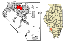 Location of Fairview Heights in St. Clair County, Illinois.