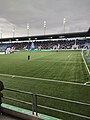 Vue de la tribune A peu avant un derby contre le Stade Lausanne Ouchy le 16 avril 2023.