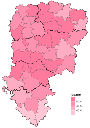 Résultats électoraux de la gauche parlementaire au premier tour par canton.