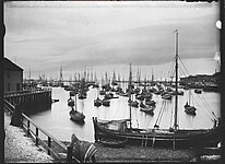 Fiskebåtar i Vardø hamn, omkring sekelskiftet 1800/1900. Foto: Ellisif Wessel.