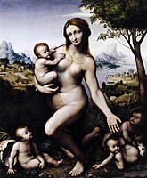Leda e os seus Filhos (c. 1515-1520) Giampietrino, atualmente na Gemäldegalerie Alte Meister, Kassel.