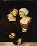 "Ill-Matched Couple: Young Man and Old Woman", Lucas Cranach de Oude, ca. 1521