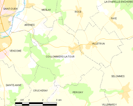 Mapa obce Coulommiers-la-Tour