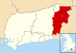 Mid Sussex shown within West Sussex