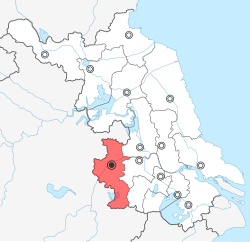 江蘇省中の南京市の位置