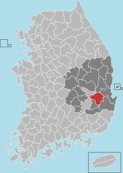 永川市在韓國及慶尚北道的位置