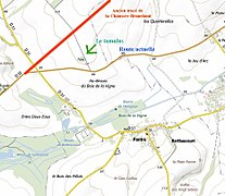 Emplacement actuel du tumulus au nord de la D 33.