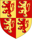 Owain Glyndŵr's coat of arms. Glyndŵr used the design as his predecessors as Princes, Llywelyn ap Gruffudd and Owain Lawgoch.[120][121][122][123][124][b][excessive citations]