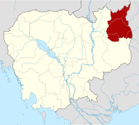 臘塔納基里省在柬埔寨的位置。
