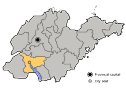 Localização de Jining na Província de Xantum.