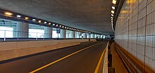 Photographie de l'intérieur du tunnel Louis II à Monaco.