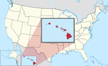 Map of the United States with Hawaii highlighted