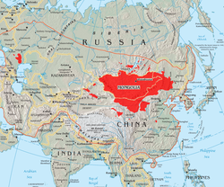 A mongolok lakta területek Ázsiában