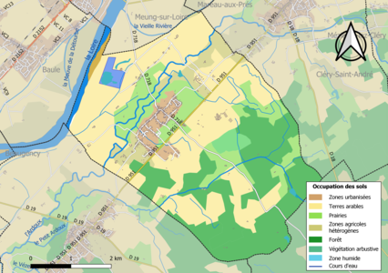 Carte des infrastructures et de l'occupation des sols de la commune en 2018 (CLC).