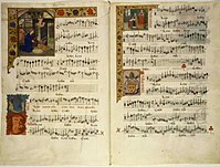 Página manuscrita de la "Kyrie" a cinco voces de la Missa Virgo Parens Christi de Jacques Barbireau