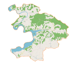 Mapa konturowa gminy Gródek nad Dunajcem, po prawej znajduje się punkt z opisem „Podole-Górowa”