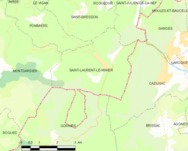 Mapa obce Saint-Laurent-le-Minier