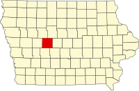 Map of Ajova highlighting Greene County