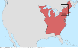 Map of the change to the international disputes involving the United States in central North America on February 22, 1782