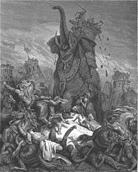 Eleasarin kuolema (1 Makk. 6:33-46). Gustave Doré.