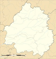 Mapa konturowa Dordogne, na dole znajduje się punkt z opisem „Bardou”