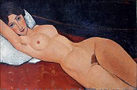 Amedeo Modigliani, Nu allongé sur un coussin blanc, 1917.