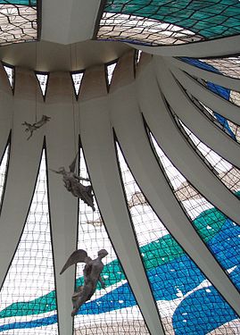 Interior of the Cathedral of Brasília, Brazil