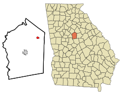 Location in Jasper County and the state of Georgia