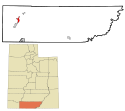 Location in Kane County and the state of Utah