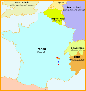 Hartă cu LGV Rhône-Alpes