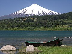 Villarrica lake and volcano.