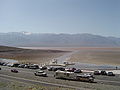 Tourist area around Badwater Basin, flooded by ephemeral Lake Badwater