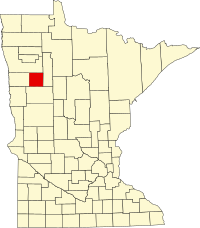 Kort over Minnesota med Mahnomen County markeret
