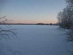 Järvi Ahon rannasta koilliseen talvella.
