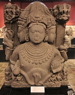 Sadashiva statue made of buff sandstone. Statue found in Madhya Pradesh (10th century CE)